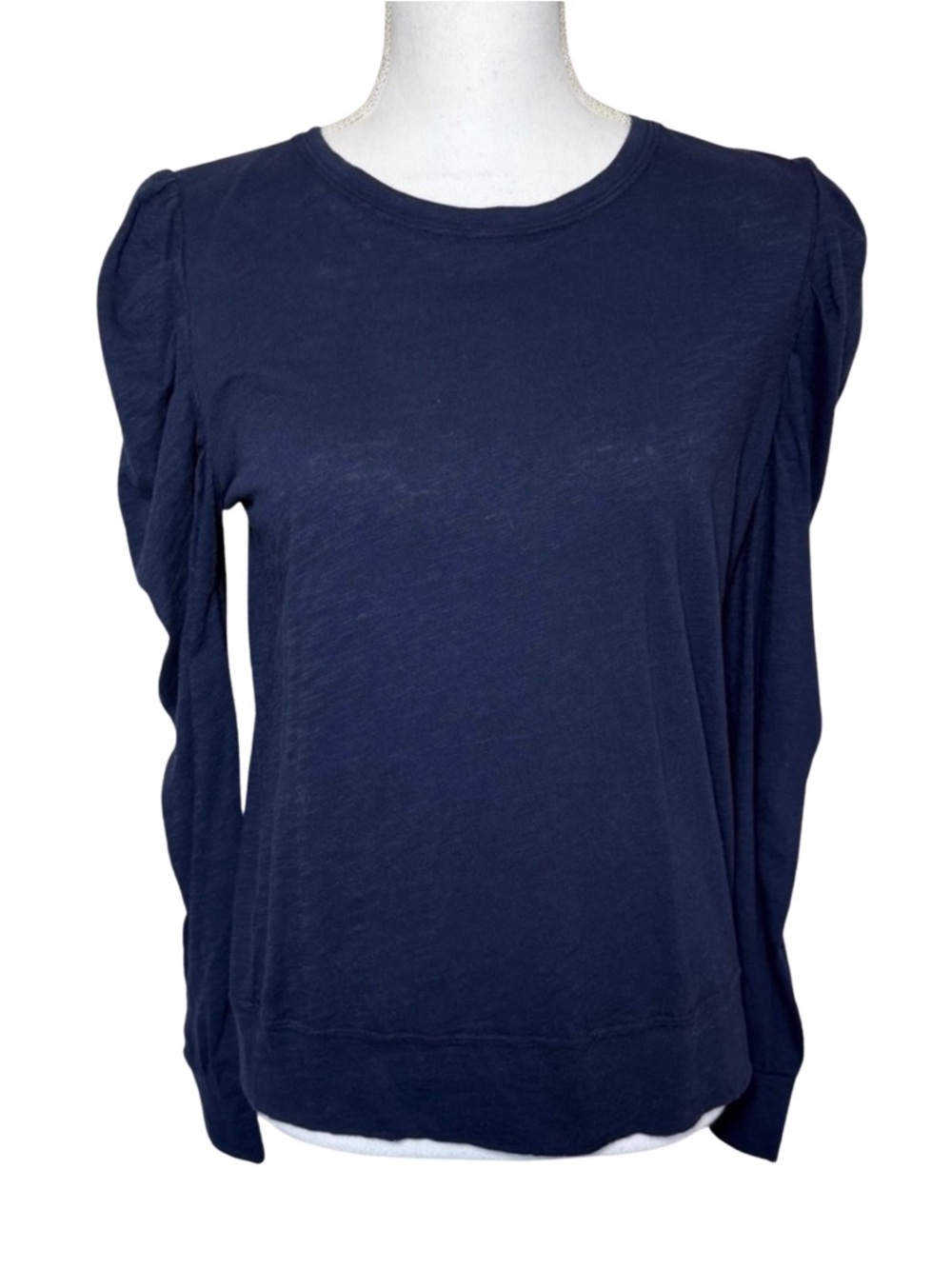 Bobi Los‎ Angeles Navy Blue Women's Long Sleeve Puff Sleeve Top Size Small